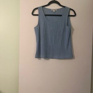 St. John Light Blue Textured Tank Top